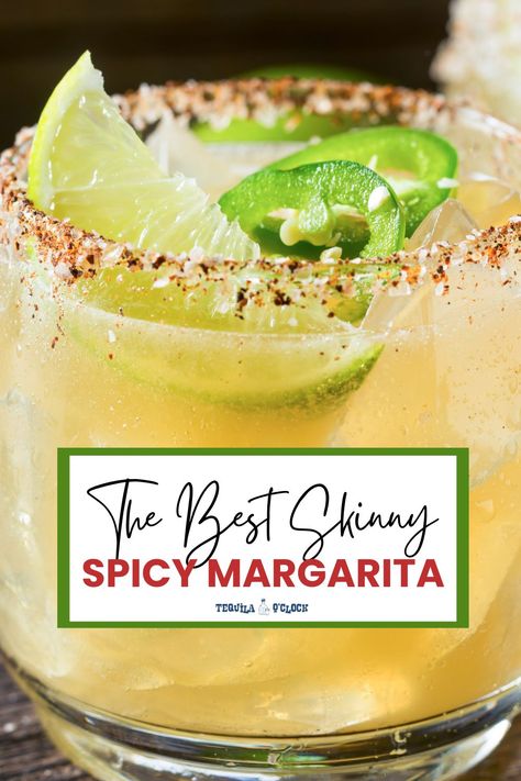 Spicy Skinny Margarita (So Good!) Spiced Margarita, Tequila Margarita Recipes, Margarita Shots, Mezcal Margarita Recipe, Vodka Margarita Recipes, Jalapeño Margarita Recipes, Spicy Margarita Recipe Easy, Big Batch Spicy Margarita Recipe, Simple Tequila Cocktails