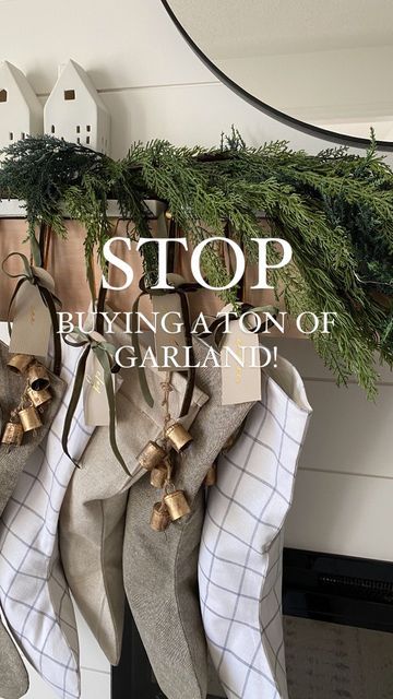 Melissa Braedley | Simple Home Design on Instagram: "🤫 My secret to getting a full realistic garland (like this) without spending a lot… 💴 …CHEAP WIRE GARLAND! I’ve been saying this for YEARS and still stand by this method! 👍🏻 A SIMPLE FIX to get that fullness and realness you’re after, is to buy a cheap wire garland at Walmart, a thrift store, Dollarama, etc and use that as your base! The fluffier the better! This will save you a ton in buying expensive garlands as you really only need 1 or 2 nice ones for the top! Try it and thank me later 😉 Check out my other saved reel on how to make faux greens look realistic! ✨🎄COMMENT “LINKS” and I’ll send you the links to my top garland picks! ✨🎄 #holidaymantle #christmasdecor #christmasmantle #christmashacks #mantledecor #fireplacedes How To Hang Garland Around Window, How To Attach Garland To Banister, How To Make Garland Look Fuller, Diy Mantle Garland, Realistic Garland, Garland Decor Ideas, Real Garland, Garland On Mantle, How To Hang Garland On Mantel