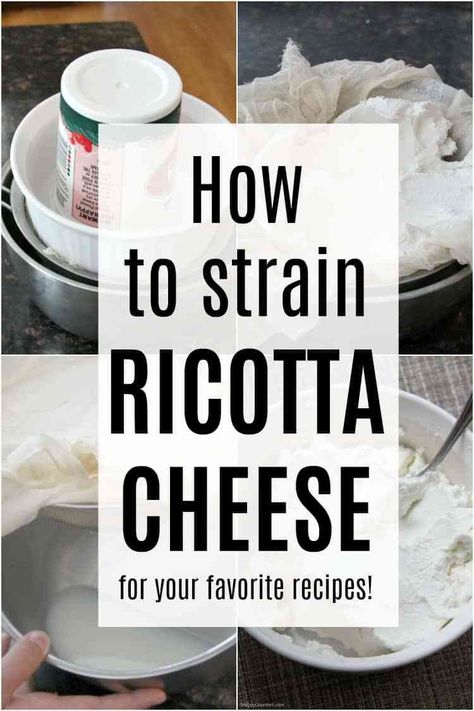 How to Strain Ricotta Cheese Cannoli Dip, Ricotta Cheese Recipes, Cannoli Filling, Cannoli Recipe, Homemade Ravioli, Ricotta Recipes, Italian Cheese, Gluten Free Cheese, Specialty Cakes