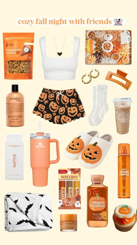 #fall #halloween #pumpkin #trending #cozy #preppy #fyp #shufflefyp Preppy Halloween, Boo Basket Ideas, Halloween Sleepover, Fall Gift Baskets, Boo Baskets, Preppy Fall Outfits, Halloween Baskets, Night With Friends, Pumpkin Chai