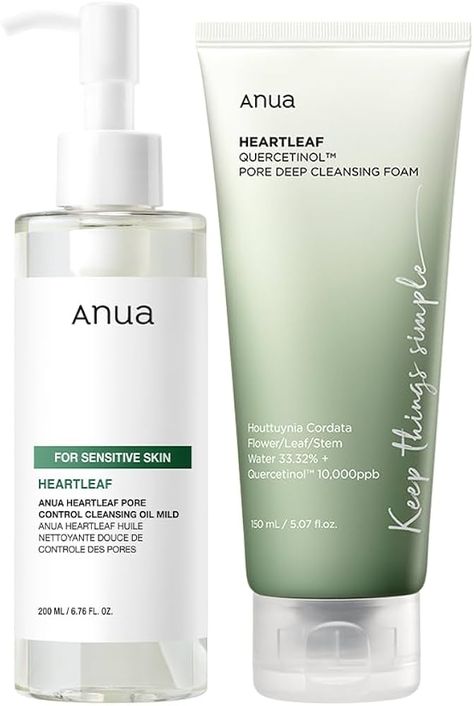 Amazon.com: Anua Mild Double Cleanser Duo for Facial Cleansing : Heartleaf Pore Control Cleansing Oil Mild & Heartleaf Quercetinol Pore Deep Cleansing Foam for Double Cleansing, Blackhead Remover, Korean Skincare : Beauty & Personal Care Anua Oil Cleanser, Anua Heartleaf Cleanser, Anua Oil Cleanse, Anua Cleansing Foam, Anua Heartleaf Cleansing Oil, Anua Cleansing Oil, Korean Cleansing Oil, Korean Cleanser, Double Cleanser