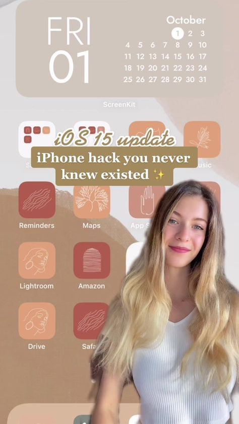 iOS 15 Update iPhone Hack You Never Knew Existed! Check out our Tiktok for more iPhone tips and tricks, iOS 15 tips, and iPad tips as well as aesthetic inspiration! Download the Screenkit app and receive custom iPhone widgets for free and explore our paid themes. Screenkit offers free customized iPhone widgets, and paid app icon covers, themes, wallpapers, and more. Aesthetic Icons For Apps, Ipad App Icons, Aesthetic Iphone Organization, App Icon Covers, Widgets Iphone, Iphone Hack, Iphone Tips And Tricks, Ios Widgets, Aesthetic Organization