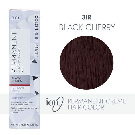 Ion Black Cherry Permanent Creme Hair Color by Color Brilliance | Permanent Hair Color | Sally Beauty Ion Hair Colors, Dark Brown Hair Dye, Black Cherry Hair, Ion Color Brilliance, Medium Golden Brown, Cherry Hair Colors, Color Castaño, Cherry Hair, Brown Hair Dye