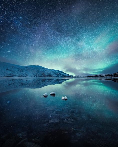 Senna, Norway The Doors Of Perception, Polar Night, Destination Voyage, The Night Sky, Winter Landscape, Landscape Photos, Milky Way, Night Sky, Night Skies