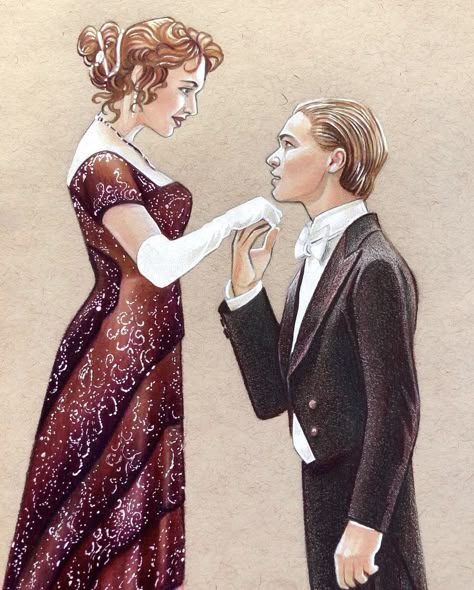 Rose Dawson Drawing, Titanic Drawing Scene, Titanic Cartoon, Titanic Fanart, Titanic Drawing, Titanic Aesthetic, Titanic Art, Rose Titanic, Rose Dawson