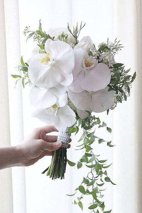 42 Beautiful Wedding Bouquets That Are Unique ❤ wedding bouquets amazing white wedding bouquet #weddingforward #wedding #bride Unique Wedding Bouquets, Beautiful Wedding Bouquets, White Orchid Bouquet, Orchid Bridal Bouquets, Orchid Bouquet Wedding, Brides Flowers Bouquet, Small Wedding Bouquets, Unique Wedding Bouquet, Simple Wedding Bouquets