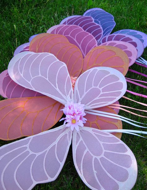 Dollar Store Fairy Wings Makeover – Random Housewifery Dollar Tree Fairy Birthday, Rainbow Fairy Costume Women, Fairy Birthday Party Decorations Diy, Dollar Store Fairy Wings, Fairy Goodie Bags Ideas, Diy Fairy Party Decor, Fairy Desserts Ideas, Diy Fairy Wands Kids, Diy Wands Fairy