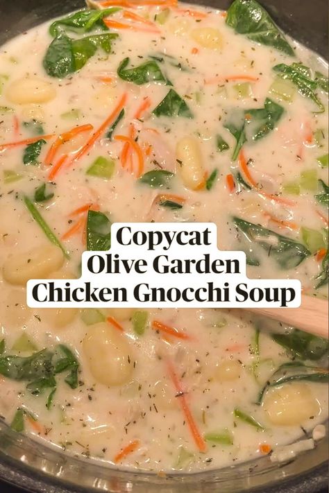 Copycat Chicken Gnocchi Soup Better Than Olive Garden Gnocchi Soup, Copycat Chicken Gnocchi Soup Olive Garden, Chicken Gnocchi Soup Olive Garden Crockpot, Chicken Nochi Soup Olive Garden, Chicken And Gnocchi Soup Crockpot, Chicken Gnocchi Soup Stovetop, Gnocchi Crockpot Recipes, Soup Recipes Gnocchi, Chicken Nochi Soup