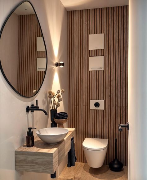 Small Toilet Design, Small Downstairs Toilet, Toilette Design, Toilet Ideas, Wc Design, Toilet Room Decor, Small Toilet Room, Small Bathroom Interior, Downstairs Loo