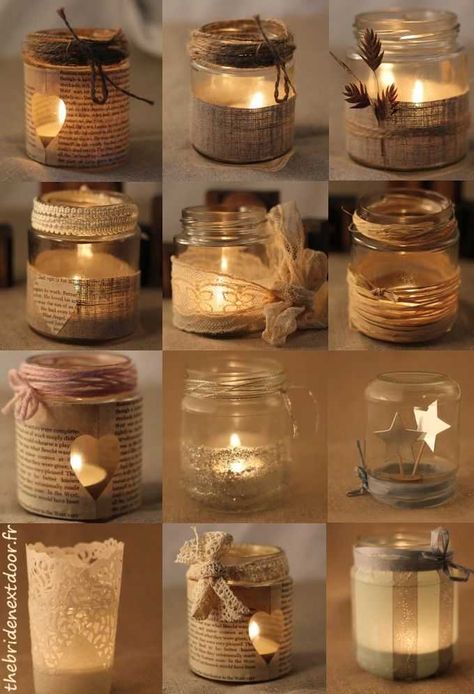 Diy Christmas Candles, Mason Jar Christmas Crafts, Wedding Centerpieces Mason Jars, Burlap Mason Jars, Christmas Candles Diy, Mason Jar Candle Holders, Soya Mumu, Jar Candle Holder, Christmas Mason Jars