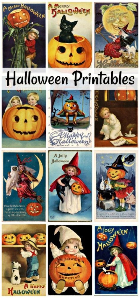 Vintage Halloween Prints + 16 Spooky Printables - Town & Country Living Vintage Diy Halloween Decor, Vintage Halloween Art Wallpaper, Spooky Printables, 1930s Halloween, Vintage Halloween Prints, Vintage Halloween Crafts, Vintage Halloween Printables, Witches Tea, Vintage Halloween Cards