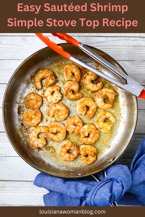 Here's an Easy Sautéed Shrimp, Simple Stove Top Recipe for a quick dinner or a shrimp recipe that calls for cooked shrimp. It's the easiest way to cook on the stove with just a few ingredients and tips for adjusting it to your personal taste. Shrimp On Stove Top, Shrimp Mold Recipe, Gumbo Recipe Okra, Sauteed Shrimp Recipe, Classic Cajun Recipes, Shrimp Deviled Eggs, Ways To Cook Shrimp, Thyroid Recipes, How To Devein Shrimp