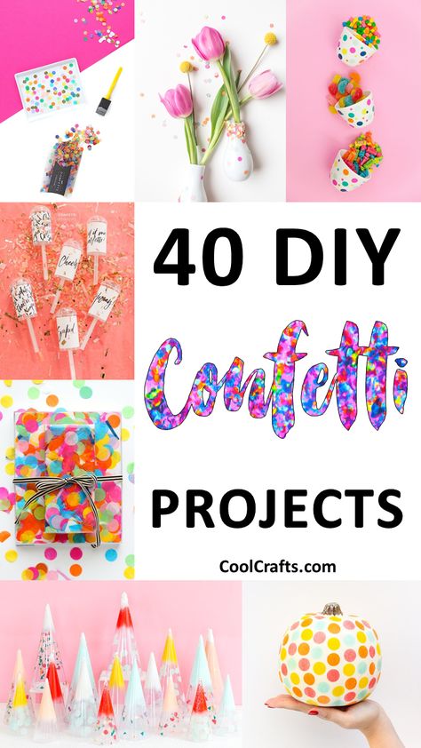 40 DIY Colorful Confetti Ideas to Throw The Perfect Party - CoolCrafts.com Cricut Confetti Diy, Confetti Bookmarks Diy, How To Make A Confetti Popper, Confetti Crafts, Diy Confetti Bowl, Make Your Own Confetti, Making Confetti, Coolest Crafts, Confetti Art