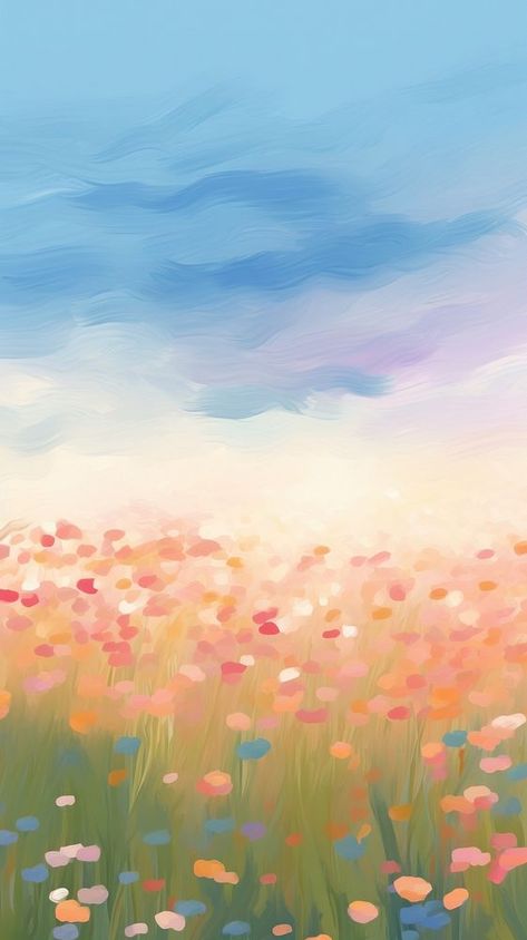 Flower field backgrounds painting outdoors. AI generated Image by rawpixel. | free image by rawpixel.com / Tang Flower Garden Oil Painting, Flower Landscape Illustration, Colour Field Painting, Flower Field Watercolor, Backgrounds Painting, Flower Garden Drawing, Oil Painting Wallpaper, Flower Field Painting, Wallpaper Plain