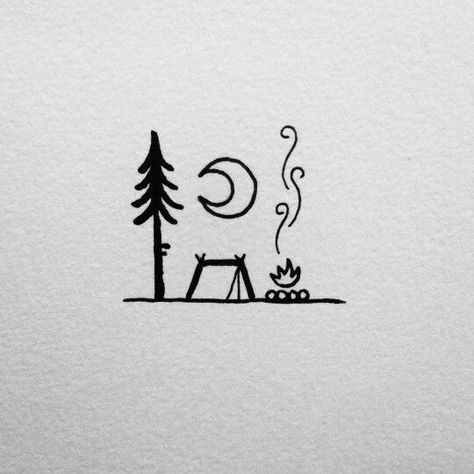 One of life's true water babies? Show it in ink.... Camping Tattoo, Kraf Kertas, Arte Doodle, Men Tattoos, Drawing Eyes, Cat Tattoos, Drawing Now, Tiny Tattoo, Easy Doodles Drawings