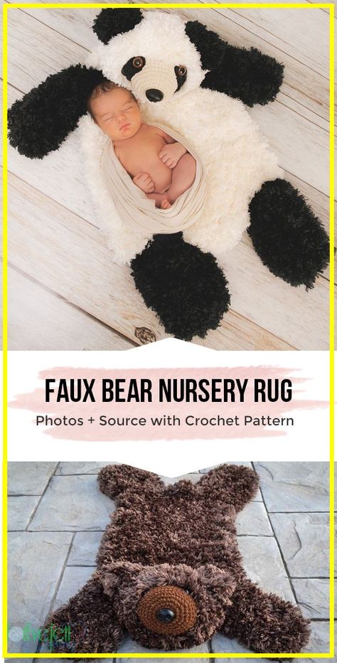 Faux Bear Skin Rug, Nursery Bear Rug, Crochet Baby Rug, Easy Crochet Rug Patterns, Easy Crochet Rug, Crochet Rug Pattern, Bear Skin Rug, Arm Crocheting, Crochet Baby Bibs