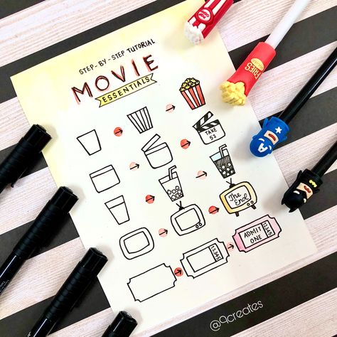 Movie Night Doodles, Movie Doodles, Doodle Notebook, Draw Doodles, Hosting Parties, Doodle Doodle, Avengers Series, Movie Nerd, Movie Tickets