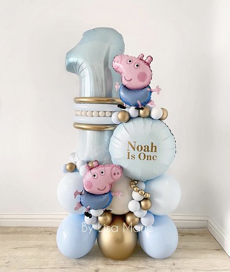 Peppa Pig Balloons, Baby Shower Bouquet, Baby Shower Girl Diy, Balloon Bouquet Diy, Pretty Balloons, Newton Abbot, 1st Birthday Balloons, Balloon Garland Diy, Balloon Crafts