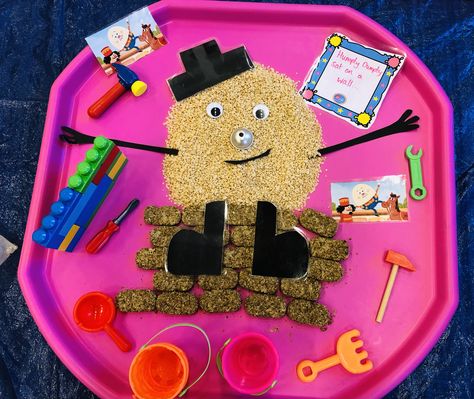 Early Years Nursery Rhyme Activities, Nursery Rhyme Sensory Activities, Humpty Dumpty Sensory Bin, Nursery Rhyme Messy Play, Nursery Rhymes Messy Play, Fairytale Tuff Tray Ideas, Nursery Rhymes Eyfs, Nursery Rhyme Week Activities, Nursery Rhyme Activities For Toddlers