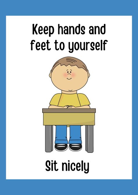 Keep hands and feet to yourself Classroom Rules Chart, Classroom Rules Printable, Classroom Job Chart, Classroom Job, Teacher Cartoon, Classroom Charts, Job Chart, Classroom Jobs, Classroom Rules