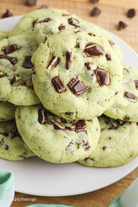 Mint Chip Cookies, Grasshopper Cookies, Andes Mint Cookies, Andes Mints, Mint Chocolate Chip Cookies, Cookie Cookbook, Andes Mint, Mint Recipes, Mint Chocolate Chip