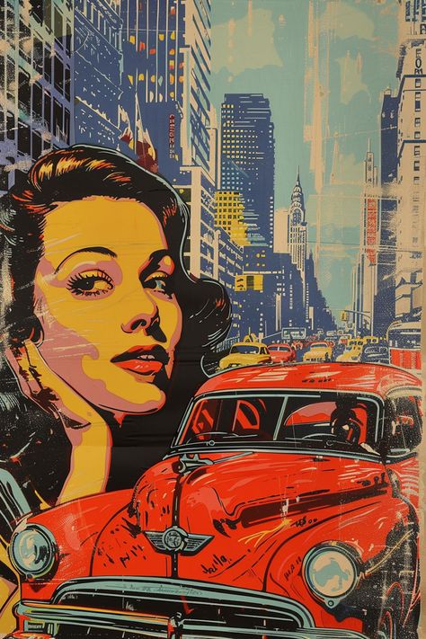 #popart #digitalart 1950s Pop Art, Clara Core, Usa Street, 50s Pinup, Drawing Styles, Pinup Art, Hottie Women, Vintage Poster Art, Pin Up Art