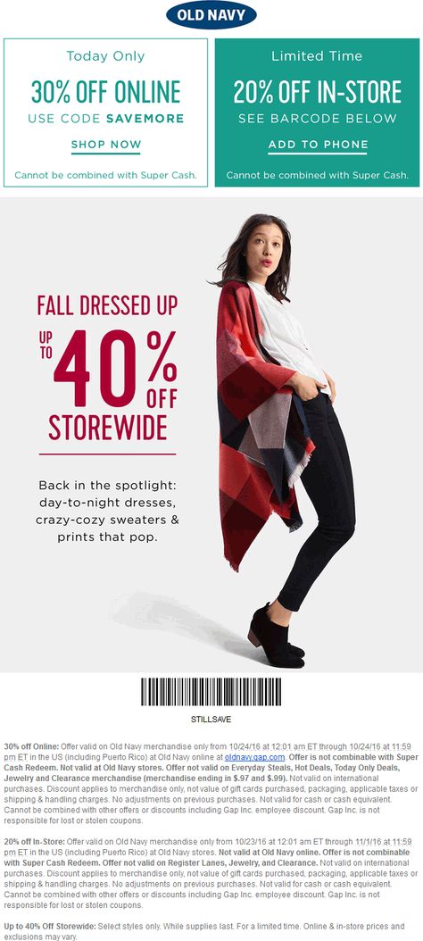 Pinned October 24th: 20% off & more at #OldNavy #TheCouponsApp Day To Night Dresses, Coupon Apps, Shopping Coupons, Shopping Deals, 20 % Off, Cozy Sweaters, Fall Dresses, Promo Codes, Old Navy