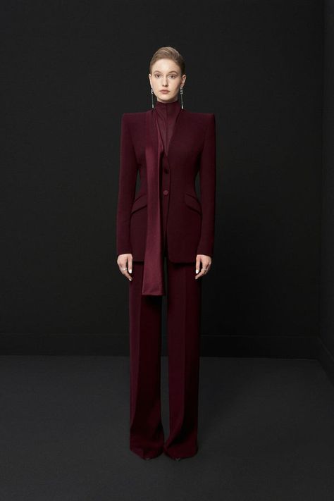 Venus Outfits, Japanese Crepe, Burgundy Outfit, Crepe Material, Mean Blvd, Crepe Blazer, Burgundy Suit, Stylish Work Attire, Modesty Fashion