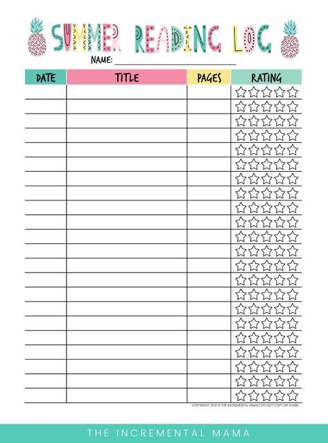 Summer Reading Goals For Kids, Summer Reading Challenge For Kids Ideas, Summer School Schedule For Kids, Cute Reading Log, Summer Daily Checklist For Kids, Summer Reading Chart For Kids, Summer List For Kids, Kids Summer Schedule Printable, Summer Reading Log Printable Free