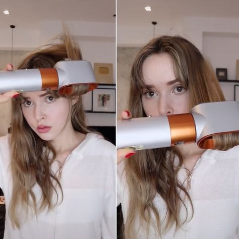 TikTok Invented a Better Way to Use the Dyson Airwrap — See Videos | Allure Dyson Supersonic Hairdryer Tips, Dyson Air Wrap Storage Ideas, How To Use Dyson Airwrap, Fixing Hairstyles, Airwrap Hairstyles, Dyson Airwrap Hairstyles, Hairstyles For Oval Face, Different Hair Textures, Dyson Air Wrap