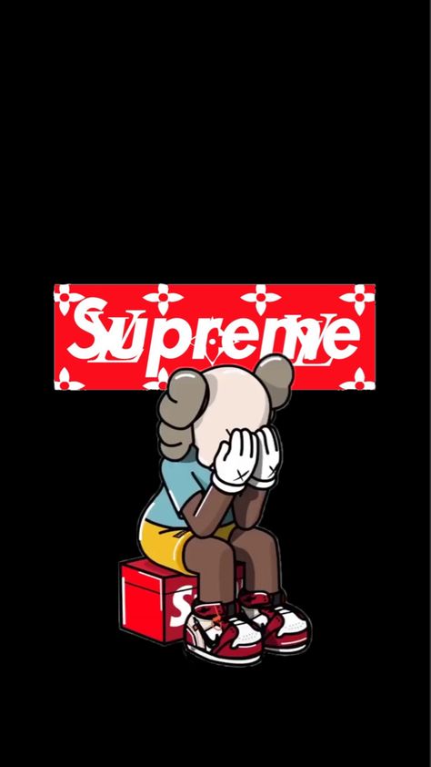 Kaws Supreme Wallpaper, Kaws Palm Angels Wallpaper, Kaws Wallpapers, Drippy Wallpapers, Kaws Iphone Wallpaper, Bulls Wallpaper, Supreme Art, Anuel Aa Wallpaper, Supreme Iphone Wallpaper