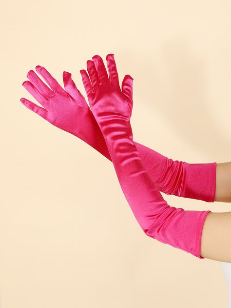 1pair Ladies' Fuchsia Long Satin Gloves, Elegant & Simple, Suitable For Daily Dancing Parties And Stage PerformancesI discovered amazing products on SHEIN.com, come check them out! Hot Pink Gloves, Long Satin Gloves, Princess Gloves, Gloves Elegant, Time Tunnel, Satin Gloves, Pink Gloves, Classy Clothes, Pink Stuff