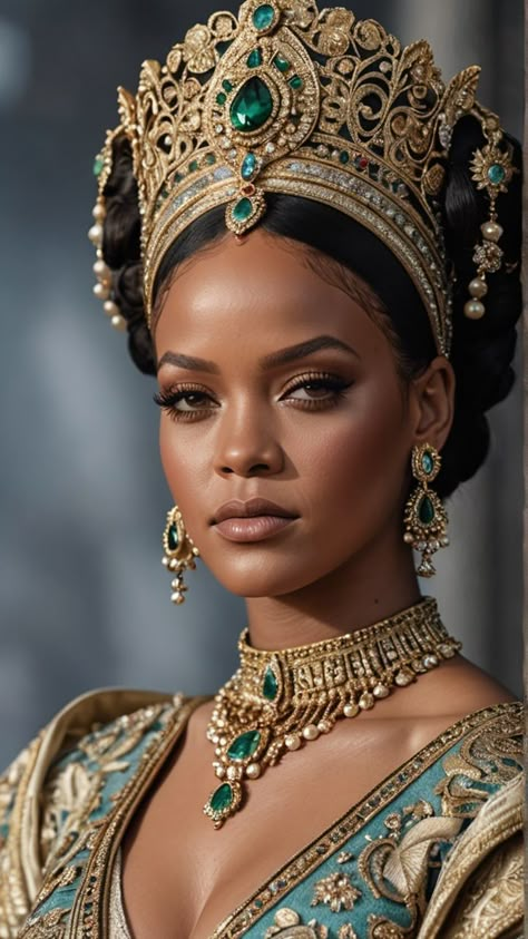 African Tiara, Black Royalty Aesthetic, African Crown, Egyptian Fashion, Rihanna Riri, African Paintings, Queen Nefertiti, Instagram Queen, Egyptian Style