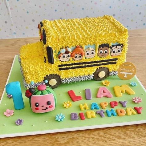 School Bus Cake, Bus Cake, Cake Designs For Boy, Second Birthday Cakes, Melon Cake, 4th Birthday Cakes, Buttercream Cake Decorating, Beach Cakes, 3rd Birthday Cakes