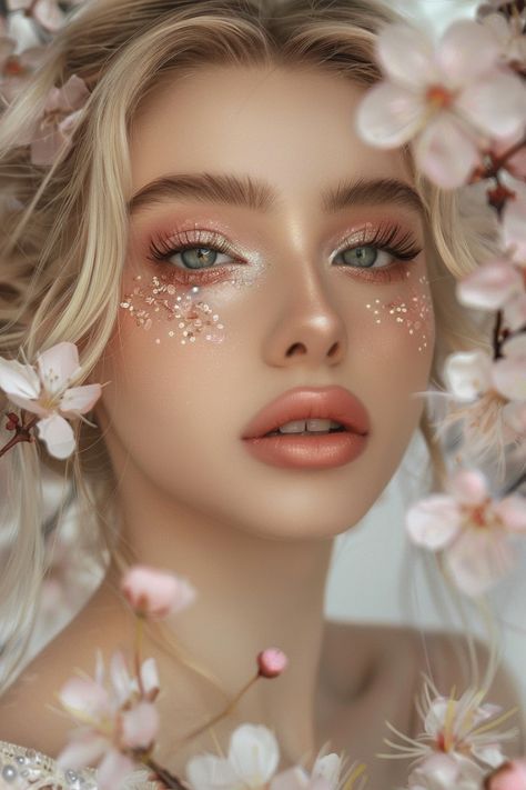 Halloween Elf Makeup, Ren Fair Elf, Soft Fairy Makeup, Aphrodite Makeup, Prince Fairytale, Faerie Makeup, Spring Makeup Looks, Goddess Makeup, Garden Goddess