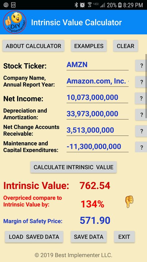 Do you want to know how much the stock you want to buy really worth?  Do you want to know if you are overpaying or getting a good deal?  Use Warren Buffett Intrinsic Value Calculator to find out!  Our Intrinsic Value Calculator is using Warren Buffett  "Ten Cap Price" calculation otherwise known as "Owner Earnings" calculation.  Get it on Google Play or Amazon ->  Search for ->  " Warren Buffett Intrinsic Value Calculator" Stock Ticker, Intrinsic Value, Accounts Receivable, Stock Analysis, Net Income, Money Saving Strategies, Warren Buffett, Wealth Building, Company Names