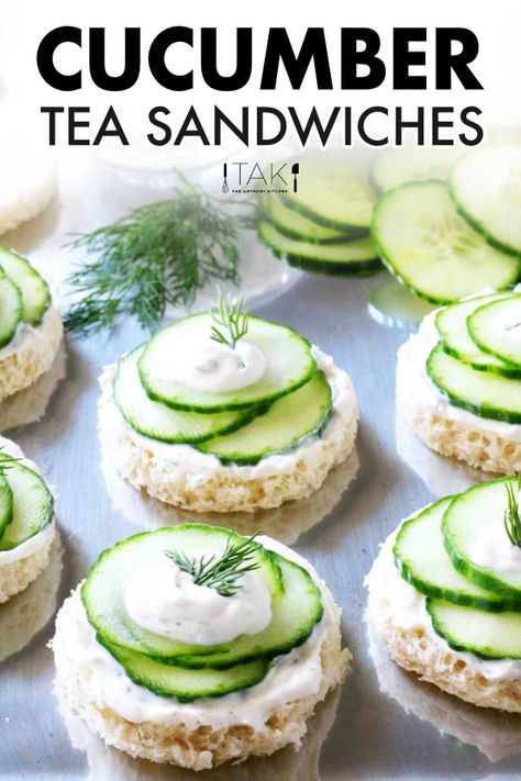 Cucumber Dill Finger Sandwiches, Cucumber Party Sandwiches, Tea Party Sandwiches Recipes, Yea Party, Cucumber Sandwiches Recipes, Cucumber Tea, Finger Sandwich, Cucumber Sandwich, Yummy Sandwiches