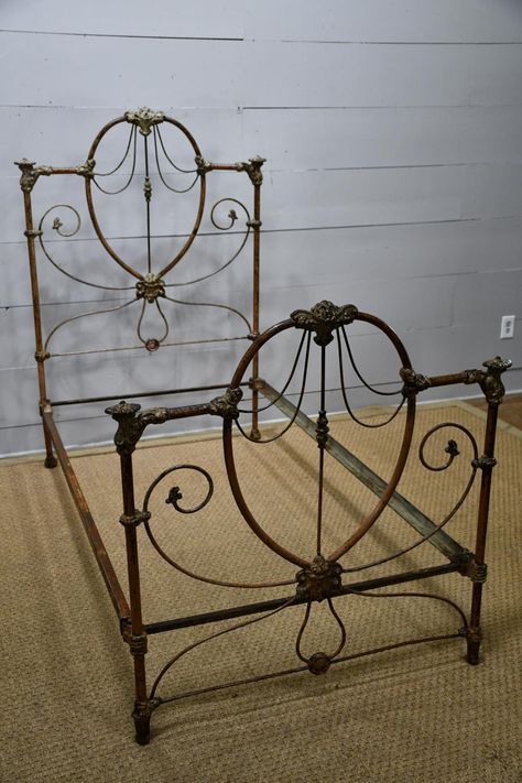 Lot 120: Twin Size Iron Bed w/ Rails Twin Iron Beds, Antique Iron Beds, Wrought Iron Beds, Iron Bed, Attic Rooms, Wrought Iron, Twins, Bedroom Design, Character Design