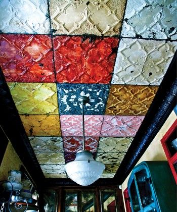 Eclectic Design Ideas You’ve Never Seen Painted Tin Ceiling, Lorraine Kirke, Bohemian Interior Design Bedroom, Asian Wedding Decor, Eccentric Home, Interior Design Books, Lena Dunham, Ceiling Art, Inexpensive Home Decor