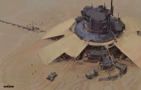 ArtStation - KRAN, Alex Ichim Dune Environment Concept Art, Space Environment Concept Art, Sci Fi Structure, Sci Fi Building Concept Art, Sci Fi Environment Concept Art, Domed City, Sci Fi Base, Scifi Environment, Sci Fi Building