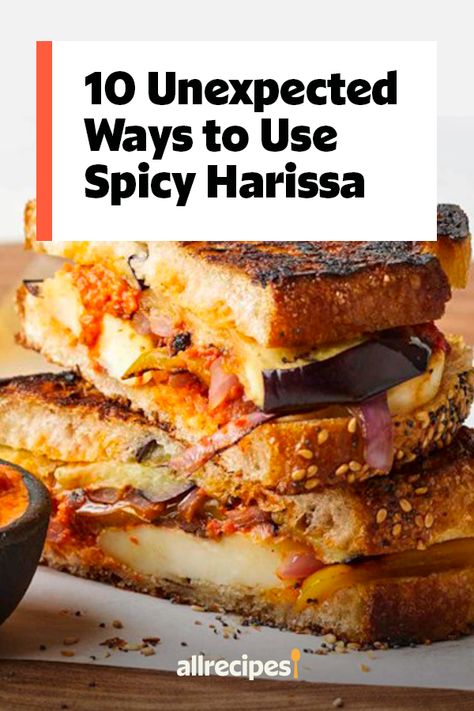 10 Unexpected Ways to Use Spicy Harissa | "You don't need much harissa to make a major flavor impact. Featuring hot chile peppers, garlic, and spices, this spicy sauce is just pure concentrated flavor. We love harissa in all the familiar places, like North African stews, tagines, sauces, and marinades. But sometimes we like to let harissa step out." #dinnerideas #dinnerrecipes #familydinnerideas #supper #supperideas Harissa Sauce Uses, How To Use Harissa Paste, Harissa Recipes Dishes, Harissa Paste Uses, Vegetarian Harissa Recipes, Harissa Shrimp Recipe, Harissa Recipes Vegan, Recipes Using Harissa Paste, Harissa Seasoning Recipes