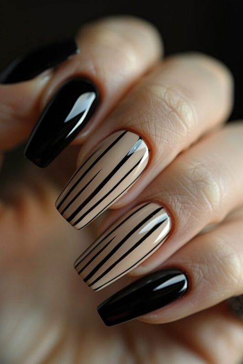 35+ Minimalist Nail Designs For A Chic Look In 2024 - Latest & Trendy Nail Designs Striped Nail Designs, Birthday Nail Designs, Almond Nail Art, Trendy Nail Designs, Minimalist Nail, Nails Trending, Nail Art Stripes, Chrome Nails Designs, Fancy Nails Designs