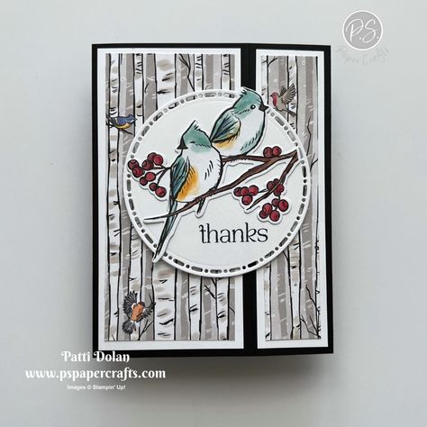 Offset Gatefold Cards — P.S. Paper Crafts We Must Celebrate Stampin Up Cards, October Paper Pumpkin 2024, Susan Stampfield Cards, Nest Of Winter Stampin Up Cards, Sue Stampfield Cards, Bird Cards Ideas, Wintery Tree Tops Stampin Up Cards, Silhouette Cards Ideas, 2024 Stampin Up Card Ideas