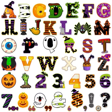 PRICES MAY VARY. Bulletin Board Letters Combo Set: you will receive 176 pcs Halloween letters, numbers and punctuation cutouts including 110 letters cutouts, 20 number accents cutouts and 46 punctuation marks; Sufficient quantities and various patterns will meet your different decoration needs for classroom, home, office, which will create a funny and vibrant Halloween atmosphere Quality Material: our Halloween bulletin board decorations are made of thick cardboard, coated with PET film, sturdy Halloween Alphabet Letters, Halloween Numbers, Halloween Fonts Alphabet, Decorations For School, Chalkboard Party, Halloween Classroom Decorations, Halloween Lettering, Halloween Bulletin Boards, Alphabet Drawing