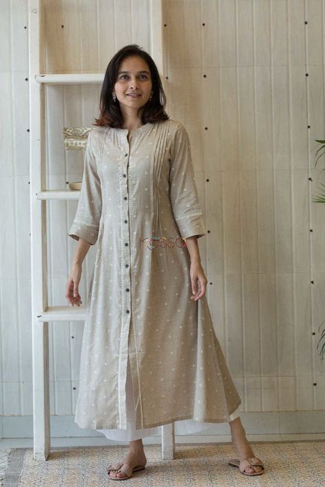 Lilen Kurti Designs Latest Indian, A Line Kurta Designs Latest, Khadi Kurta Designs Women, A Line Kurti Designs Latest Cotton, A Line Kurti Designs, Plain Kurti Designs, A Line Kurti, Indian Kurti Designs, Tie Dye Tops