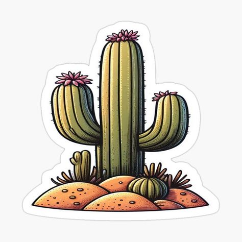 Get my art printed on awesome products. Support me at Redbubble #RBandME: https://www.redbubble.com/i/sticker/Desert-Dweller-Blooming-Beauty-by-WhimCreations/164311734.EJUG5?asc=u Desert Dweller, Cactus Stickers, Desert Life, Green Hues, Vibrant Green, Plant Lover, Bones, Awesome Products, Cactus