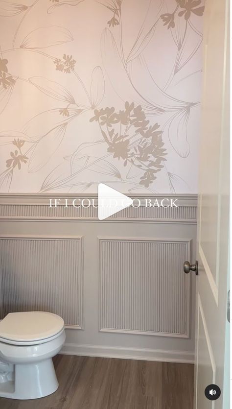 Bathroom With Moulding, Box Molding Bathroom, Small Guest Bathroom Ideas Decor, Powder Room Trim, Behind Toilet Ideas, Toilet Room Ideas Master Bath, Half Bath Accent Wall, Modern Wainscoting Ideas, Powder Room Accent Wall