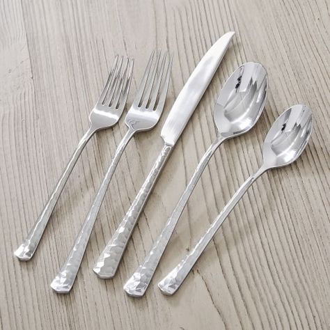 All Flatware Sets & Serving Utensils | West Elm Beautiful Flatware, Hammer Handles, Modern Placemats, Flatware Sets, Steak Knife Set, Everyday Meals, Stainless Steel Flatware, Solid Rugs, Dining Room Inspiration