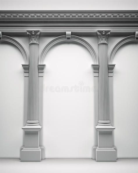 Corinthian columns with an arcade. Classical architecture portal with corinthian , #Aff, #arcade, #Classical, #Corinthian, #columns, #architecture #ad Architectural Figures, Interior Pillars, Rome Architecture, Corinthian Columns, Classic Column, Compound Wall Design, Cornice Design, Architecture Classic, Aesthetic Architecture