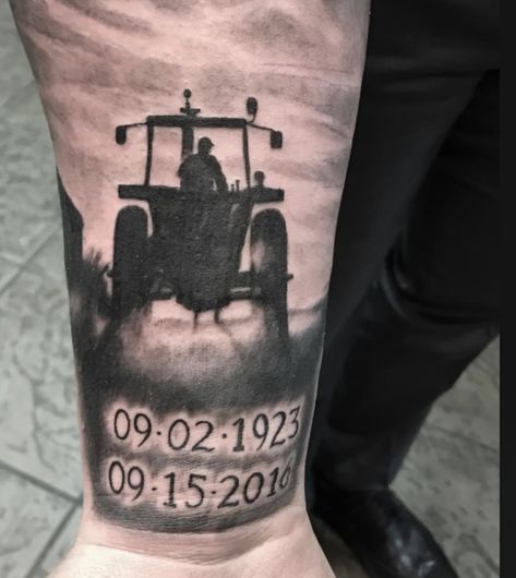 John Deer Tattoo Ideas, Tractor Tattoo Memorial, Tractor Tattoo, Farmer Tattoo, Rip Tattoo, Deer Tattoo, Memorial Tattoo, Memorial Tattoos, Tattoo Art Drawings